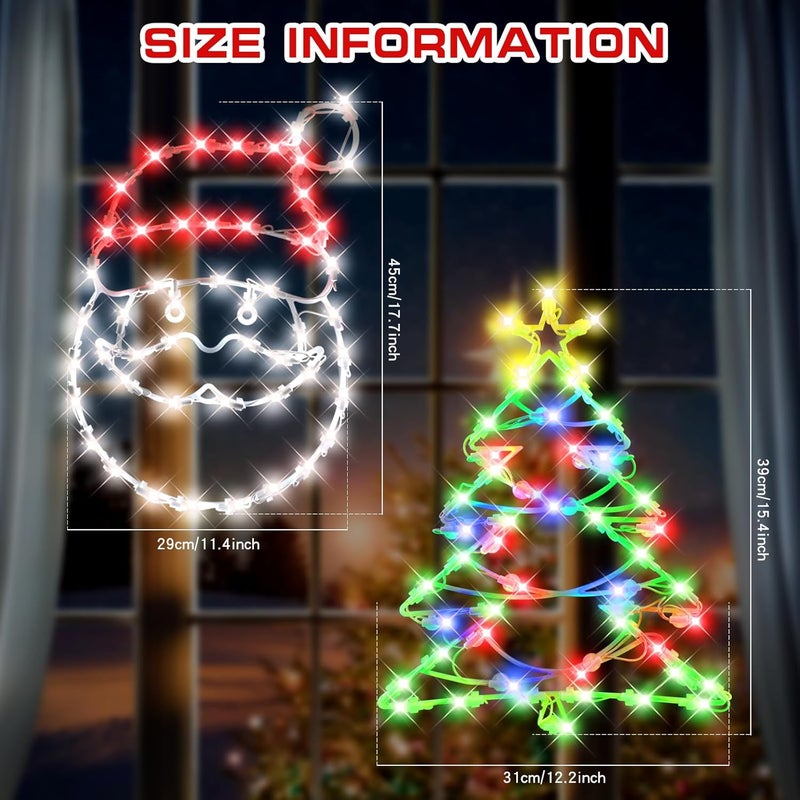 SUPHONOR 16" Christmas Window Silhouette LED Lights Decorations, Pack of 2 Sign Lighted Santa Claus Head and Christmas Tree Christmas Window Lights with for Indoor Wall Door Glass Decor - Image 2